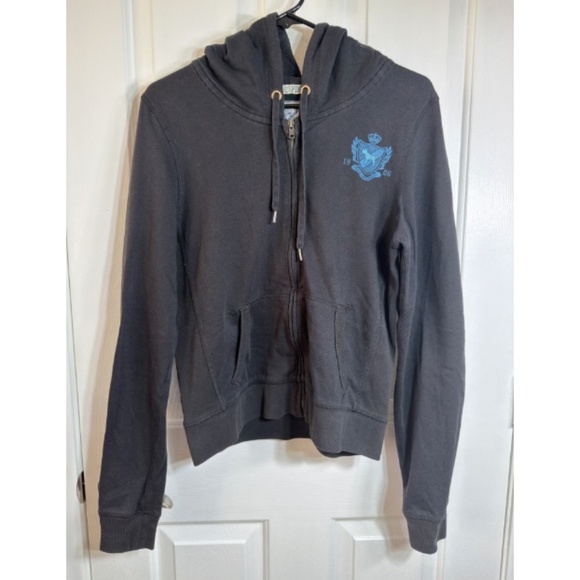 PINK Victoria's Secret Black Jacket with Blue Logo - Picture 1 of 8